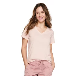 Petite Sonoma Goods For Life® Everyday Short Sleeve V-Neck Tee -Sonoma Goods For Life Shop 5234230 Light Pink Texture
