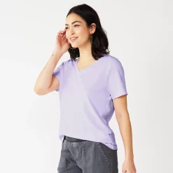 Petite Sonoma Goods For Life® Everyday Short Sleeve V-Neck Tee -Sonoma Goods For Life Shop 5234230 Light Purple