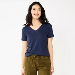 Petite Sonoma Goods For Life® Everyday Short Sleeve V-Neck Tee -Sonoma Goods For Life Shop 5234230 Navy