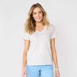 Petite Sonoma Goods For Life® Everyday Short Sleeve V-Neck Tee -Sonoma Goods For Life Shop 5234230 Neutral Mini Floral