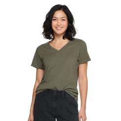 Petite Sonoma Goods For Life® Everyday Short Sleeve V-Neck Tee -Sonoma Goods For Life Shop 5234230 Olive