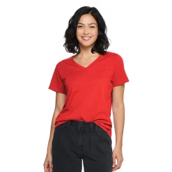 Petite Sonoma Goods For Life® Everyday Short Sleeve V-Neck Tee -Sonoma Goods For Life Shop 5234230 Red