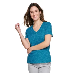 Petite Sonoma Goods For Life® Everyday Short Sleeve V-Neck Tee -Sonoma Goods For Life Shop 5234230 Teal Texture