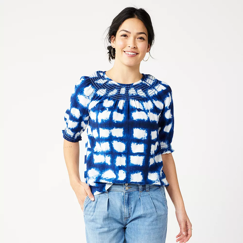 Women's Sonoma Goods For Life® Elbow Smock Neck Top 2 Women's Sonoma Goods For Life® Elbow Smock Neck Top - Image 2