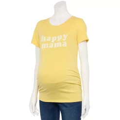 Maternity Sonoma Goods For Life® Fitted Crewneck Graphic Tee -Sonoma Goods For Life Shop 5237042 Yellow Happy Mama