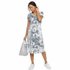 Petite Sonoma Goods For Life® Knit T-Shirt Midi Dress -Sonoma Goods For Life Shop 5237287 Gray Dye