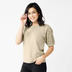 Women's Sonoma Goods For Life® Puff Sleeve Sweatshirt -Sonoma Goods For Life Shop 5237696 Cement Boardwalk