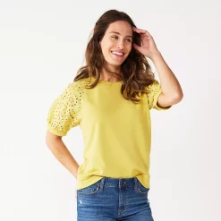 Women's Sonoma Goods For Life® Puff Sleeve Sweatshirt -Sonoma Goods For Life Shop 5237696 Washed Green