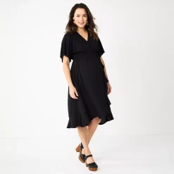 Maternity Sonoma Goods For Life® Flutter Sleeve Wrap Dress -Sonoma Goods For Life Shop 5241695 Black