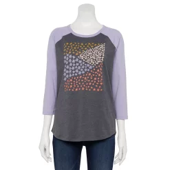 Women's Sonoma Goods For Life® Three Quarter Sleeve Baseball Graphic Tee -Sonoma Goods For Life Shop 5242169 Grey Floral Fields