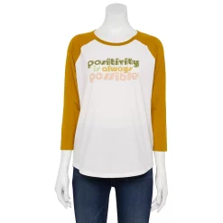 Women's Sonoma Goods For Life® Three Quarter Sleeve Baseball Graphic Tee -Sonoma Goods For Life Shop 5242169 Ivory Positivity