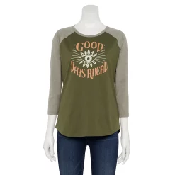 Women's Sonoma Goods For Life® Three Quarter Sleeve Baseball Graphic Tee -Sonoma Goods For Life Shop 5242169 Olive Good Days