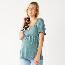 Maternity Sonoma Goods For Life® Smocked Sleeve Babydoll Top -Sonoma Goods For Life Shop 5242675 Blue Dot