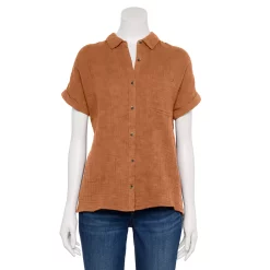 Petite Sonoma Goods For Life® Short Sleeve Button Down Shirt -Sonoma Goods For Life Shop 5243772 Ruse