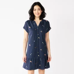 Petite Sonoma Goods For Life® Button-Front Flounce Tunic Dress 5 Petite Sonoma Goods For Life® Button-Front Flounce Tunic Dress -Sonoma Goods For Life Shop 5268328 Dark Purple Floral
