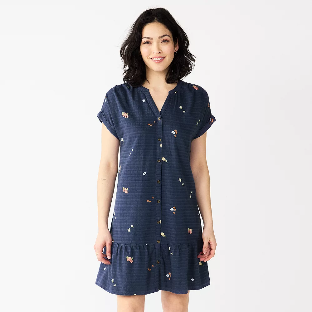 Petite Sonoma Goods For Life® Button-Front Flounce Tunic Dress 3 Petite Sonoma Goods For Life® Button-Front Flounce Tunic Dress - Image 3