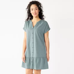 Petite Sonoma Goods For Life® Button-Front Flounce Tunic Dress