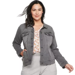 Plus Size Sonoma Goods For Life® Button Front Jean Jacket -Sonoma Goods For Life Shop 5269795 Gray Wash