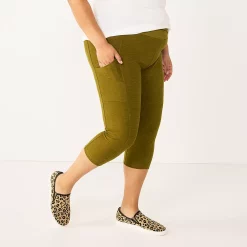 Plus Size Sonoma Goods For Life® Crossover Waist Crop Leggings -Sonoma Goods For Life Shop 5271394 Odyssey Green