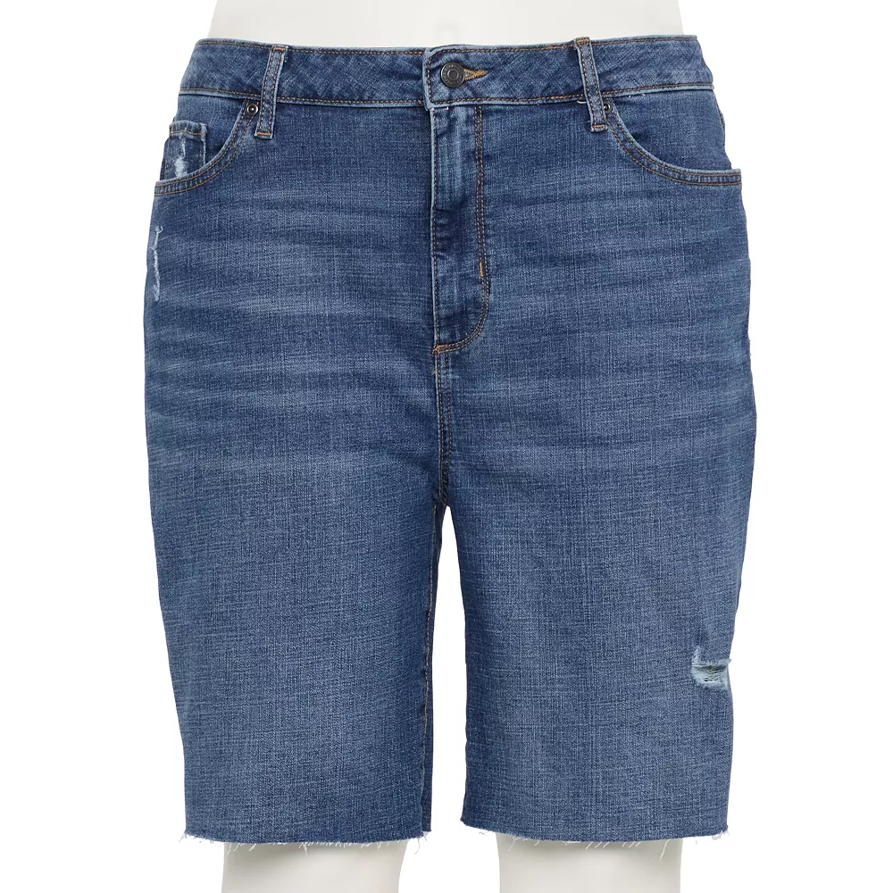 Plus Size Sonoma Goods For Life® High-Rise Bermuda Jean Shorts 3 Plus Size Sonoma Goods For Life® High-Rise Bermuda Jean Shorts - Image 3