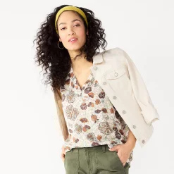 Women's Sonoma Goods For Life® V-Neck Tank -Sonoma Goods For Life Shop 5297402 Beige Orange Floral