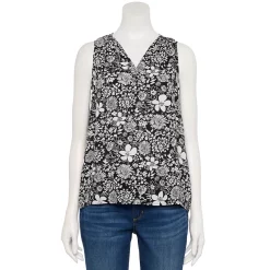Women's Sonoma Goods For Life® V-Neck Tank -Sonoma Goods For Life Shop 5297402 Black White Floral
