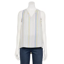 Women's Sonoma Goods For Life® V-Neck Tank -Sonoma Goods For Life Shop 5297402 Blue Mixed Stripe
