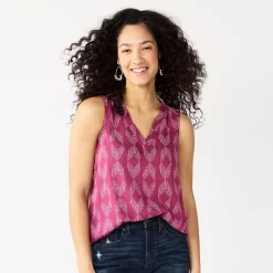 Women's Sonoma Goods For Life® V-Neck Tank -Sonoma Goods For Life Shop 5297402 Mauve Sketch Diamond