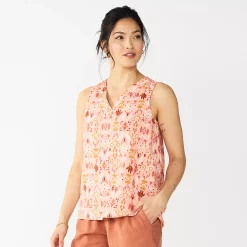 Women's Sonoma Goods For Life® V-Neck Tank -Sonoma Goods For Life Shop 5297402 Pink Multi Geo Print