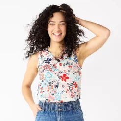 Women's Sonoma Goods For Life® V-Neck Tank -Sonoma Goods For Life Shop 5297402 Red Blue Multi Floral