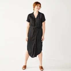 Petite Sonoma Goods For Life® Midi Shirtdress -Sonoma Goods For Life Shop 5316708 Black