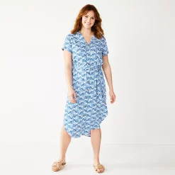 Petite Sonoma Goods For Life® Midi Shirtdress -Sonoma Goods For Life Shop 5316708 Indigo Quilt