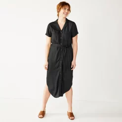Women's Sonoma Goods For Life® Button Front Midi Shirt Dress 11 Women's Sonoma Goods For Life® Button Front Midi Shirt Dress -Sonoma Goods For Life Shop 5345259 Black