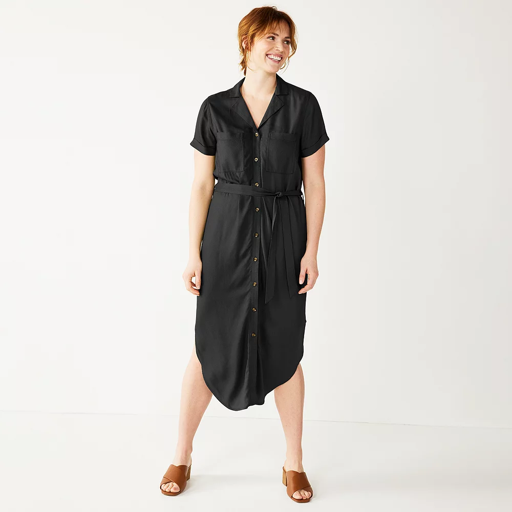 Women's Sonoma Goods For Life® Button Front Midi Shirt Dress 4 Women's Sonoma Goods For Life® Button Front Midi Shirt Dress - Image 4