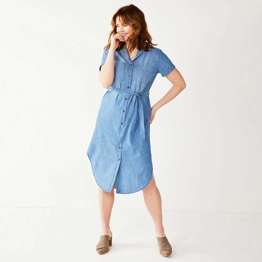 Women's Sonoma Goods For Life® Button Front Midi Shirt Dress 2 Women's Sonoma Goods For Life® Button Front Midi Shirt Dress - Image 2