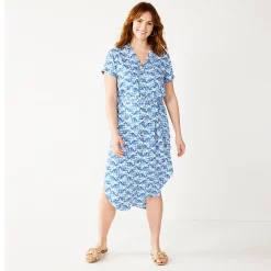 Women's Sonoma Goods For Life® Button Front Midi Shirt Dress 10 Women's Sonoma Goods For Life® Button Front Midi Shirt Dress -Sonoma Goods For Life Shop 5345259 Indigo Quilt