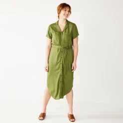Women's Sonoma Goods For LifeĀ® Button Front Midi Shirt Dress