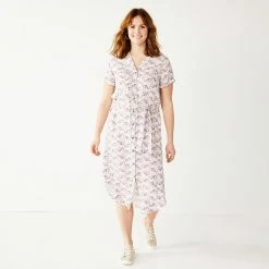 Women's Sonoma Goods For Life® Button Front Midi Shirt Dress 12 Women's Sonoma Goods For Life® Button Front Midi Shirt Dress -Sonoma Goods For Life Shop 5345259 Plum Quilt