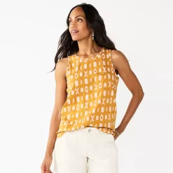 Women's Sonoma Goods For Life® High-Neck Tank -Sonoma Goods For Life Shop 5467284 Gold Xo Print