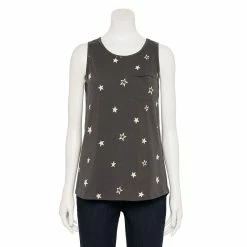 Women's Sonoma Goods For Life® High-Neck Tank -Sonoma Goods For Life Shop 5467284 Grey White Stars