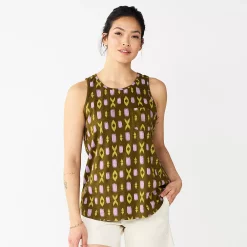 Women's Sonoma Goods For Life® High-Neck Tank -Sonoma Goods For Life Shop 5467284 Olive Xo Print