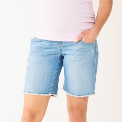 Maternity Sonoma Goods For Life® Over-the-Belly Frayed Hem Bermuda Shorts -Sonoma Goods For Life Shop 5475865 Light Wash
