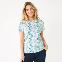 Women's Sonoma Goods For Life® Crewneck Tee -Sonoma Goods For Life Shop 5484998 Blue Green Waves