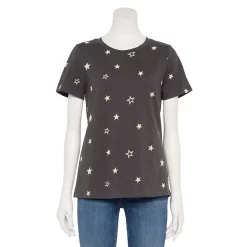 Women's Sonoma Goods For Life® Crewneck Tee -Sonoma Goods For Life Shop 5484998 Gray Cream Stars