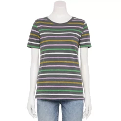 Women's Sonoma Goods For Life® Crewneck Tee -Sonoma Goods For Life Shop 5484998 Gray Purple Stripe
