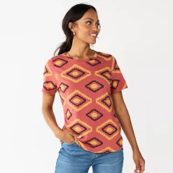 Women's Sonoma Goods For Life® Crewneck Tee -Sonoma Goods For Life Shop 5484998 Mauve Large Geo