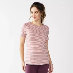 Women's Sonoma Goods For Life® Crewneck Tee -Sonoma Goods For Life Shop 5484998 Mauve Stripe
