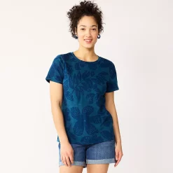 Women's Sonoma Goods For Life® Crewneck Tee -Sonoma Goods For Life Shop 5484998 Navy Tropical Floral