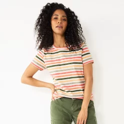 Women's Sonoma Goods For Life® Crewneck Tee -Sonoma Goods For Life Shop 5484998 Olive Multi Stripe