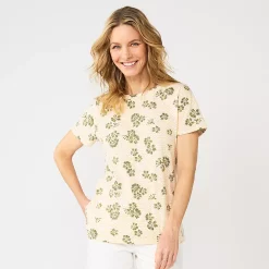 Women's Sonoma Goods For Life® Crewneck Tee -Sonoma Goods For Life Shop 5484998 Orange Green Floral